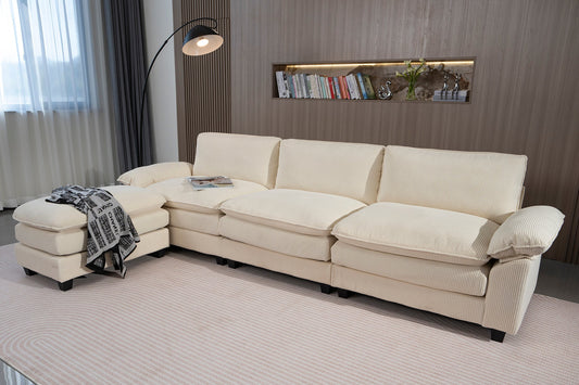 My Store Comforro CARRINGTON Corduroy Fabric 3 Seater Couch Sofa with Ottoman