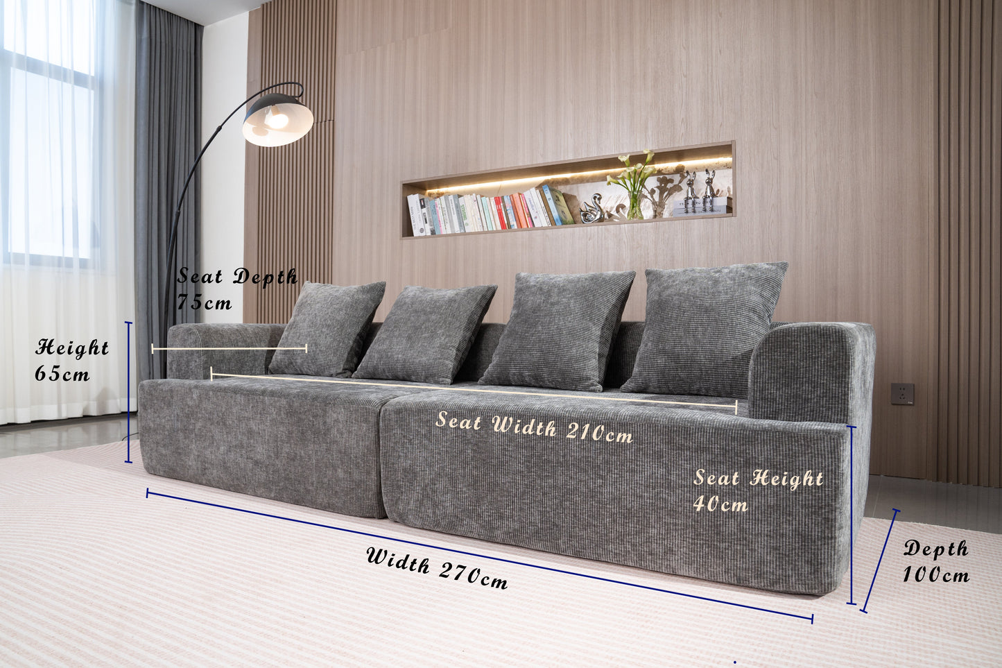 Comforro METRO 270 Modern Sofa 4 Seater