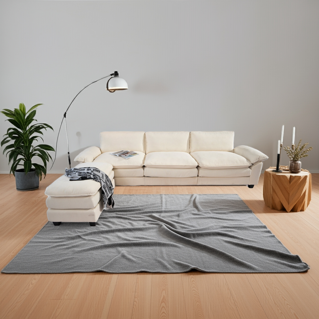 Comforro CARRINGTON Corduroy Fabric 3 Seater Couch Sofa with Ottoman