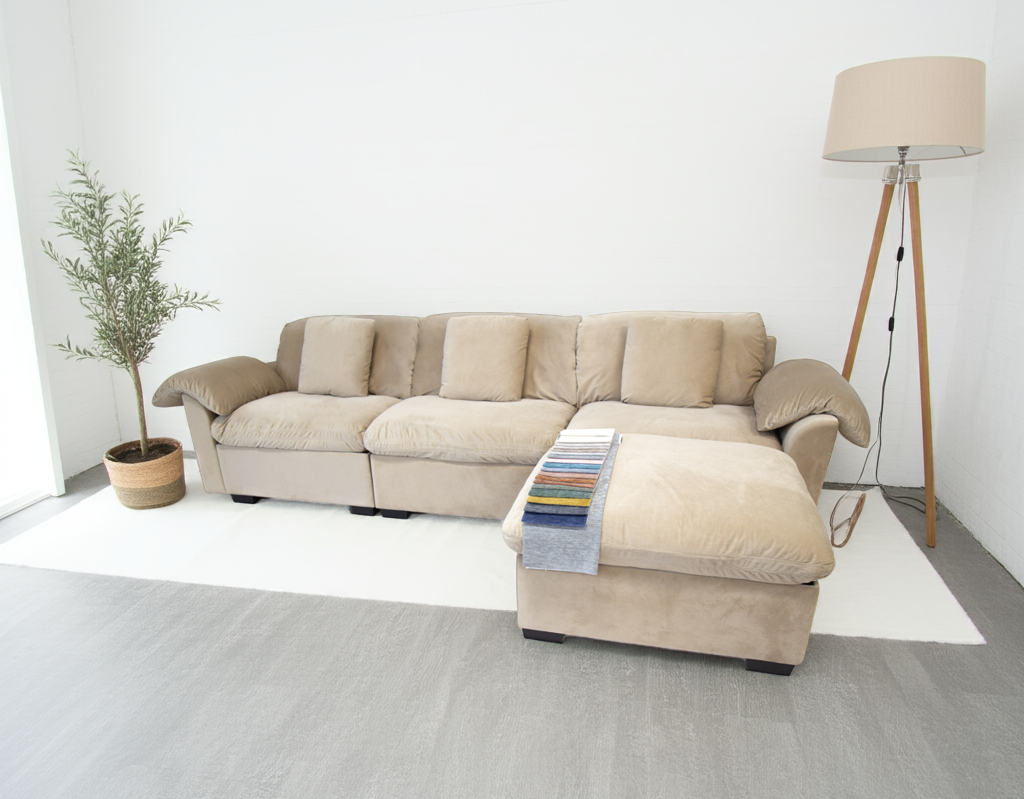 My Store Comforro Nest 350 Plush 3 Seaters Sectional Sofa Brown